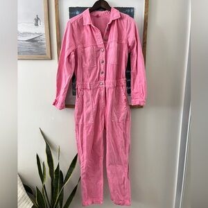 Pink Denim Jumpsuit